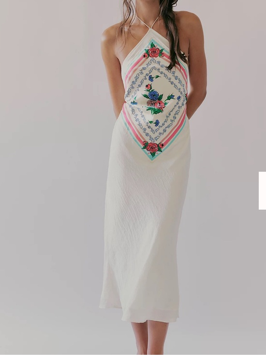 Free People Dresses & Skirts - Citrine Midi Dress EUC white/pink combo